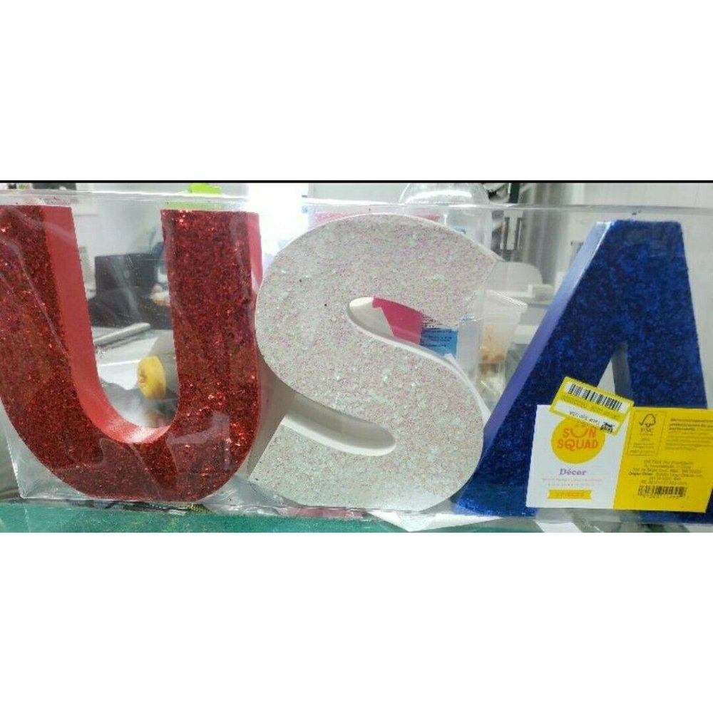 NEW GLITTERED 3D TABLE SIGN USA - Sun Squad™ (Red, - Picture 2 of 2